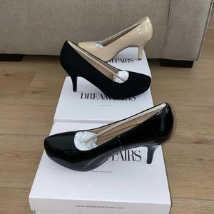 3 pairs heels . Size 9 the same style. Black & tan patent leather, newbuck black